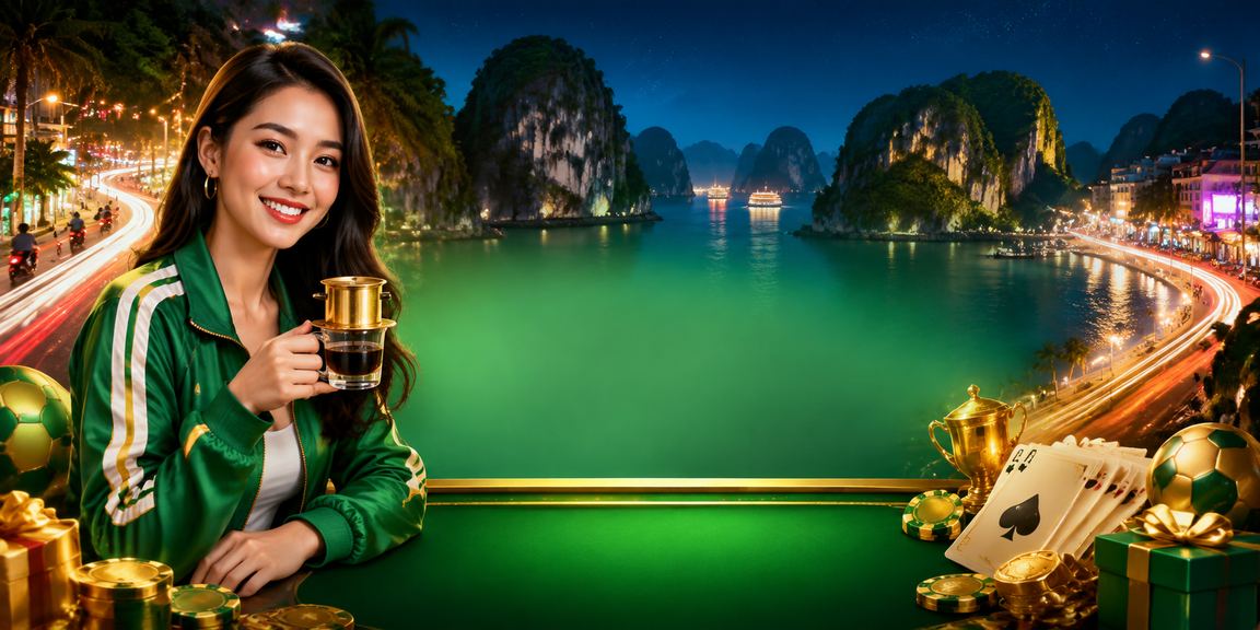 Người chơi tại Vịnh Hạ Long xem kết quả xổ số và bài bên ly cà phê sáng
